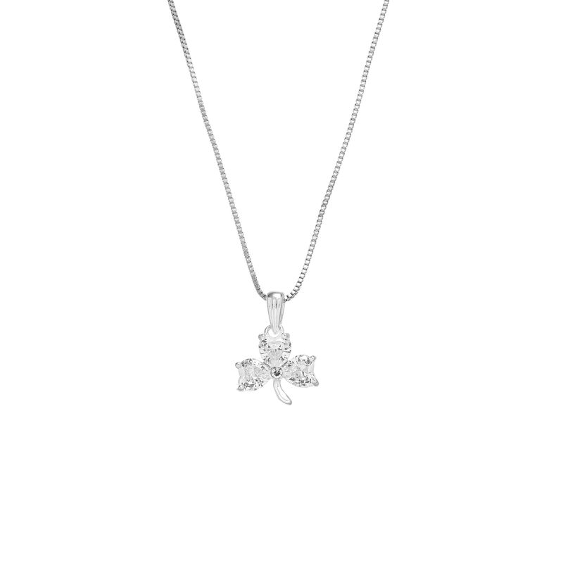 Grá Collection Clear Stone Shamrock Pendant Sterling Silver